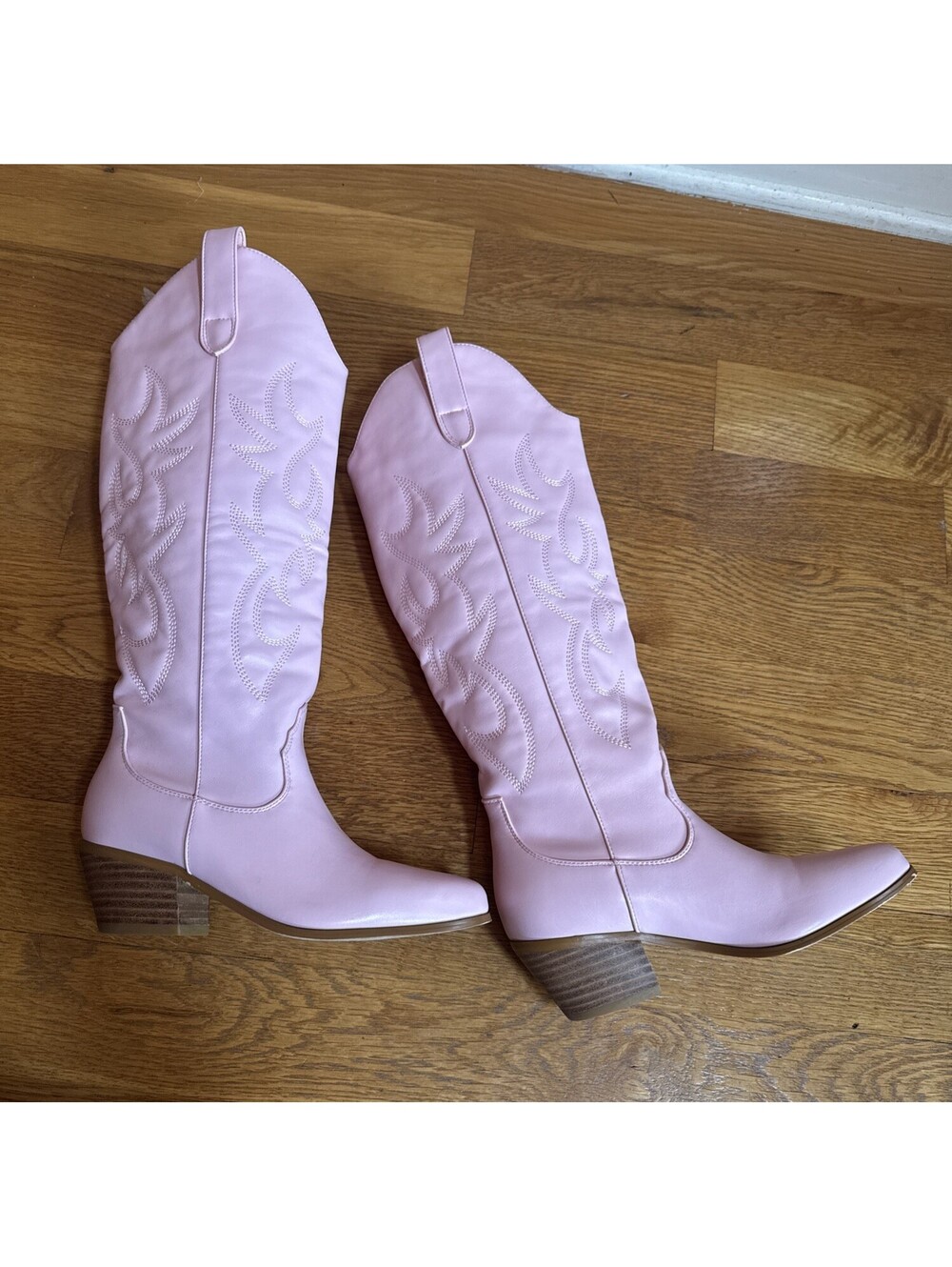 Pink Knee High Pointed Toe Cowgirl Country Festival Concert Boots Ladies 6